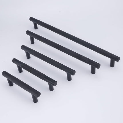 POVEFONK 10 Pack 3-3/4 inch(96mm) Matte Black Kitchen Cabinet Handles Knurled Cabinet Pulls Black Drawer Pulls Kitchen Hardware