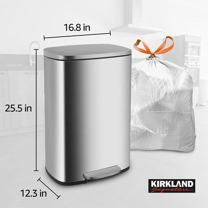 BD Kirkland Signature Drawstring White Kitchen Trash Bags, 13 Gallon, 200 Count