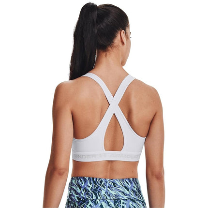 Under Armour Women UA Crossback Mid Bra, comfortable and long-wearing sports bra for women, running bra with removable cups