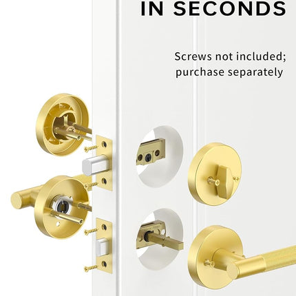 Asidrama Premium Brushed Gold Zinc-Alloy Front Door Lock Set: Double Cylinder Deadbolt, Heavy Duty Security Handleset for Left/Right Exterior Doors, Universal Entry Locks (2 Pack)