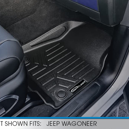 SMARTLINER All Weather Custom Fit Black 3 Row Car Mats Floor Mat Liner Set Compatible with 2022-2023 Jeep Wagoneer Grand Wagoneer (7 Passenger Model)