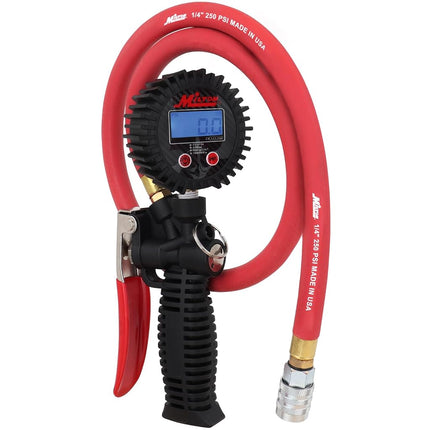 Milton Industries 572D Pro Digital Pistol Grip Inflator Gauge-36 Hose and Kwik Grip Safety Chuck-255 PSI, Assembled in USA