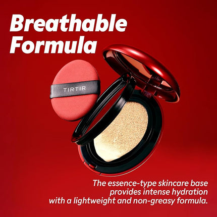 TIRTIR Mask Fit Red Cushion Foundation | Full coverage, Weightless, Skin fit, Satin Glow Finish, Korean Makeup Cushion Foundation (#24W Soft Beige, 0.63 Fl Oz)
