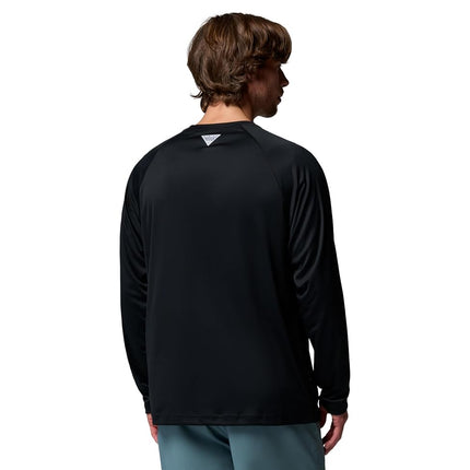 Columbia Men's Terminal Tackle Long Sleeve Shirt, Black/Cool Grey Logo, XL Tall