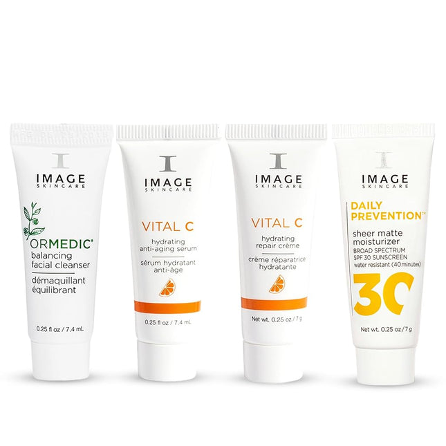 IMAGE Skincare, Four Star Favorites Introductory Skin Care 4 Step Regimen Set for Brighter, Healthier Looking Skin, Holiday Ltd. Edition 0.25 oz (Pack of 4)