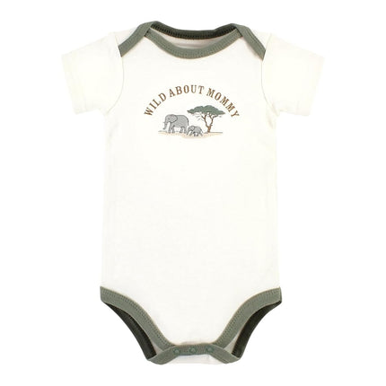 Hudson Baby Unisex Baby Cotton Bodysuits, Going On Safari 3-Pack, 9-12 Months, Going on Safari 3-pack, 9-12 Months
