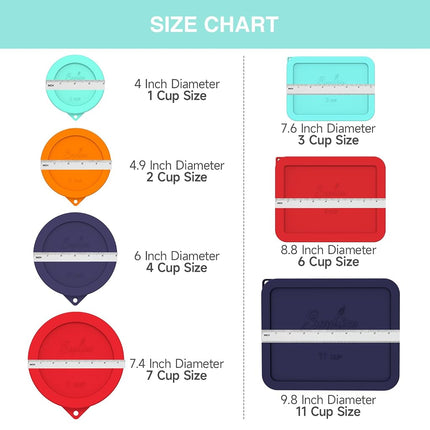 Sophico 6 Cup Rectangle Silicone Storage Cover Lids Replacement for Pyrex 7211-PC Glass Bowls, Container not Included (Red)