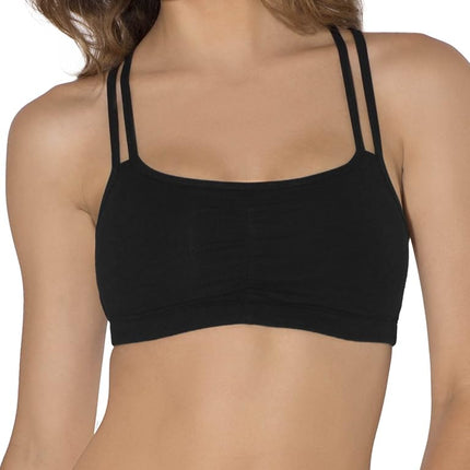 Fruit of the Loom Women's 3 Pack Spaghetti Sports Bra, Blushing Rose with Black/Charcoal/Black, 32