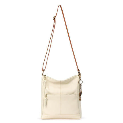 The Sak Lucia Crossbody Bag in Leather, Convertible Purse with Adjustable Strap, Stone, Medium
