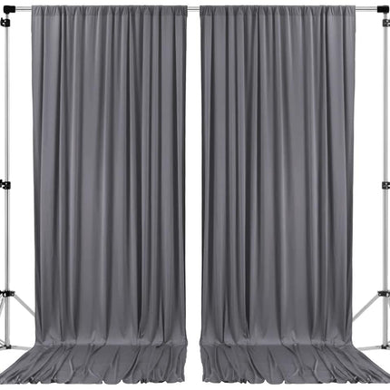 AK TRADING CO. 10 feet x 10 feet Charcoal IFR Polyester Backdrop Drapes Curtains Panels with Rod Pockets - Wedding Ceremony Party Home Window Decorations