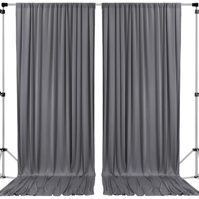 AK TRADING CO. 10 feet x 10 feet Charcoal IFR Polyester Backdrop Drapes Curtains Panels with Rod Pockets - Wedding Ceremony Party Home Window Decorations