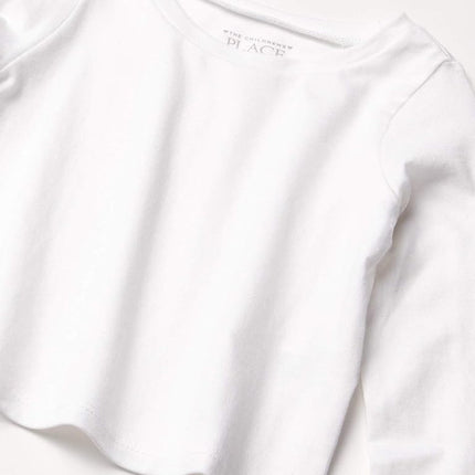The Children's Place Girls' Toddler Basic Layering Tee 2-Pack T-Shirt, White, 3 Years/Medium