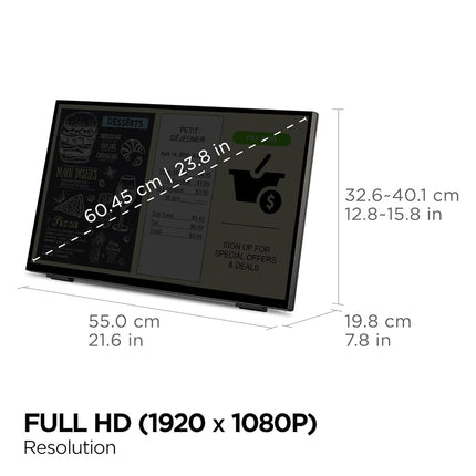 ViewSonic TD2465 24-inch Frameless Touch Monitor, FHD 1080p, with 10 Points PCAP, HDMI, USB, DisplayPort, Palm Rejection
