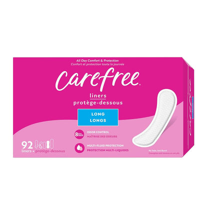 Carefree Acti-Fresh Ultra-Thin Panty Liners, Long To Go, Unscented - 92 Count