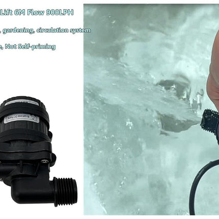 SHYSKY DC40C-2460 Micro Brushless DC Water Pump 24V 28W, 6M 900LPH, Waterproof, 1/2 inch threaded ports, Safe Low Noise Stable Long-term Work, Submersible or Land Use, For Small cooling, gardening