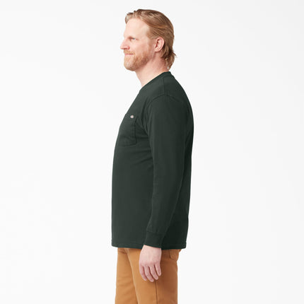 Dickies Camiseta de manga larga de cuello redondo de peso pesado para hombre, talla grande-alta, verde cazador, XXXL/alta