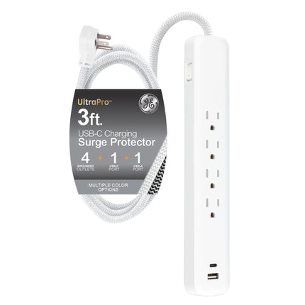 GE UltraPro 4 Outlet Surge Protector, USB-C Chargi