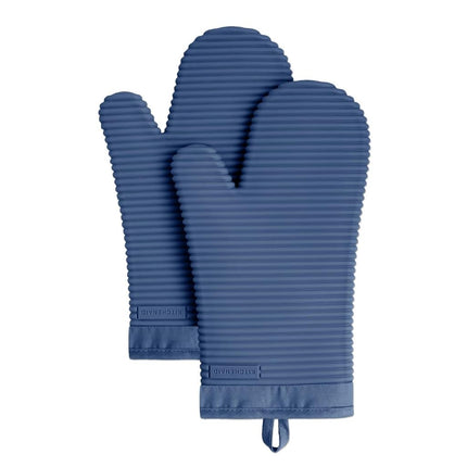 KitchenAid Ribbed Soft Silicone Oven Mitt Set, Blu