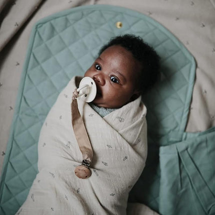mushie Muslin Baby Swaddle Blanket | Newborn 0-3 Months Swaddle | 100% Organic Cotton | Infant Sleep Sack | Pre-Washed | Receiving Blanket | Made in Denmark | Sparrow