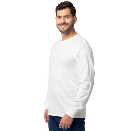Fruit of The Loom Camisetas de manga larga de algodón Eversoft para hombre, transpirables y que absorben la humedad con control de olores, manga larga - Blanco hielo, XXXXL