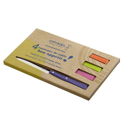 Opinel Bon Appetit Pop Box of 4 Table Knife No125 S/S - 11cm (Tangerine/Apple Green/Fuchsia/Purple)