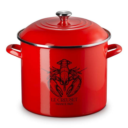 Le Creuset Enamel-on-Steel Covered Seafood Stockpot, 20qt., Carmin