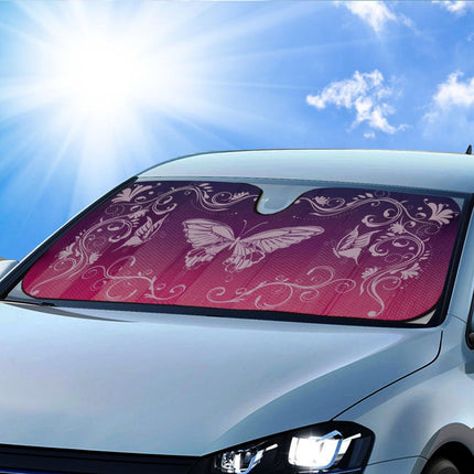 BDK AS601 Pare-soleil de pare-brise de plage avec palmiers pour voiture, SUV, camion avec pare-soleil de fenêtre latérale (58 x 28 pouces)
