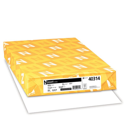 Exact Index Cardstock, 11" x 17", 90 lb/163 GSM, White, 94 Brightness, 250 Sheets (40314)