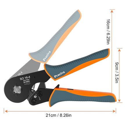 Wire Crimping Pliers, Preciva Four-Side Crimping Tool Ferrule AWG 28-5 (0.08-16mm²) Terminal Crimper for Wire Terminal Cables