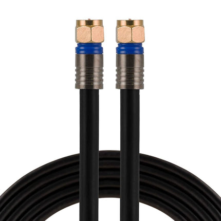 GE RG6 Coaxial Cable, 100 ft. F-Type Connectors, Quad Shielded Coax Cable, 3 GHz Digital, In-Wall Rated, Ideal for TV Antenna, DVR, VCR, Satellite, Cable Box, Home Theater, Black, 34842