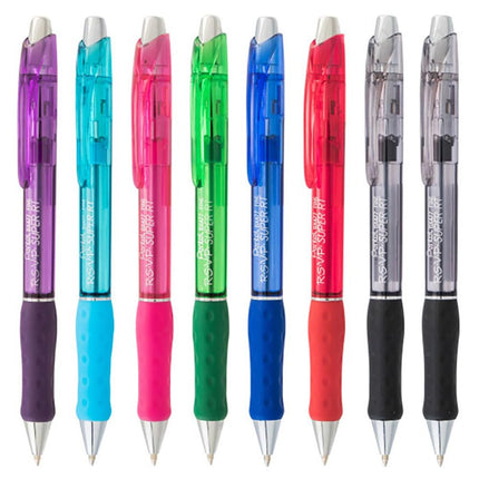 Pentel RSVP Super RT Ballpoint Pen, (0.7mm) Medium Line, Assorted Ink Colors, 8 Pack with Bonus Black Ink Pen