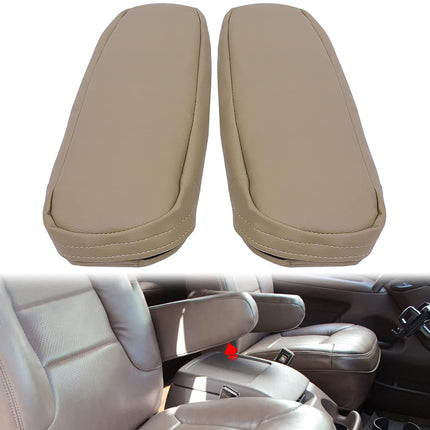 ECOTRIC Funda para reposabrazos de asiento de cuero sintético, color moca claro, compatible con Ford Bronco Eddie Bauer, XLT, XLT Sport, Nite Edition, 4X4, 2WD, modelos 1992-1996, lado del conductor y del pasajero