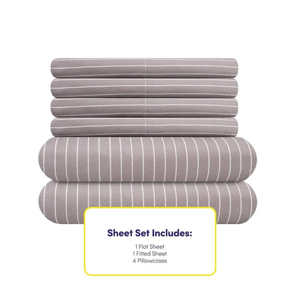 Sweet Home Collection Full Size Bed Sheets - 6 Piece 1500 Supreme Collection Fine Brushed Microfiber Deep Pocket Full Sheet Set Bedding - 2 Extra Pillow Cases, Pinstripe Gray