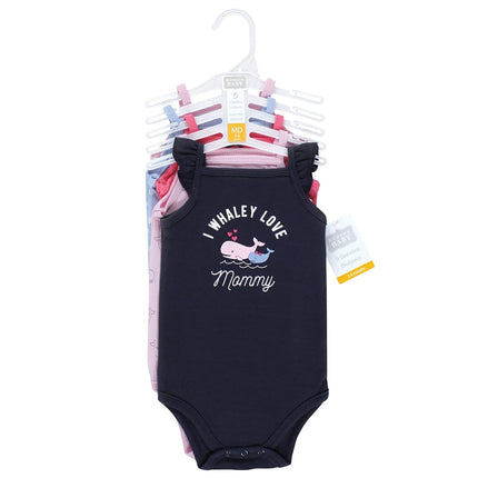 Hudson Baby Unisex Baby Cotton Sleeveless Bodysuits, Tea Party, 6-9 Months