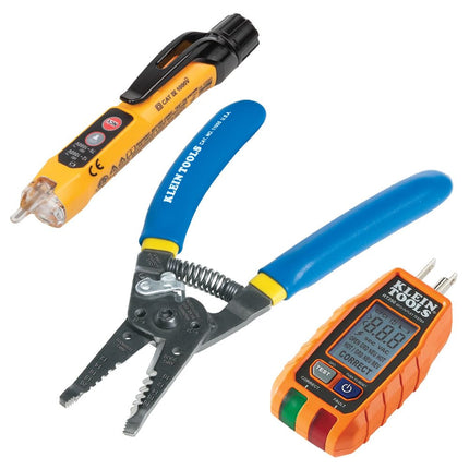Klein Tools Outlet Repair Tool Kit with GFCI Receptacle Tester, Non Contact Voltage Tester and Wire Stripper, 3-Piece 80041