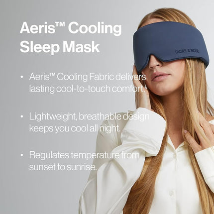 Dore & Rose Aeris™ Cooling Sleep Mask for Hot Sleepers, Blocks Light, Reduces Puffiness, Adjustable Eye Mask for Travel, Men and Women, Ultra-Soft and Lightweight
