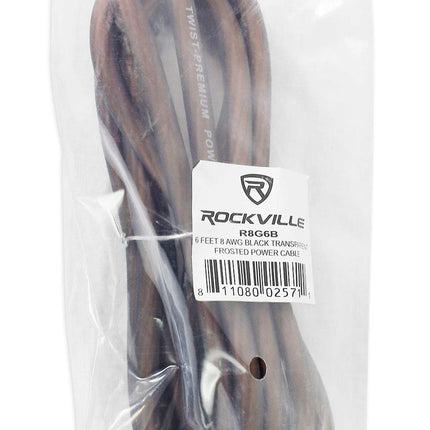 Rockville R8G6B 6' Foot 8 Gauge Black Car Amp Power/Ground Cable Install Wire
