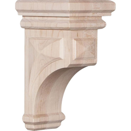 Ekena CORW04X04X08WFRW 4-Inch Width x 4 3/4-Inch Depth x 8-Inch Height Small Woodruff Wood Corbel - Rubber Wood