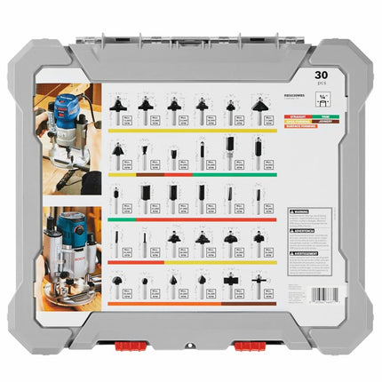 BOSCH RBS030MBS 30-Piece (Universally Compatible Accessory) Carbide-Tipped Wood Router Bit Assorted Set