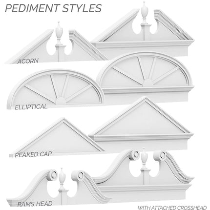 Ekena Millwork 26"W x 13"H x 2"P Half Round 4 Spoke Architectural Grade PVC Pediment