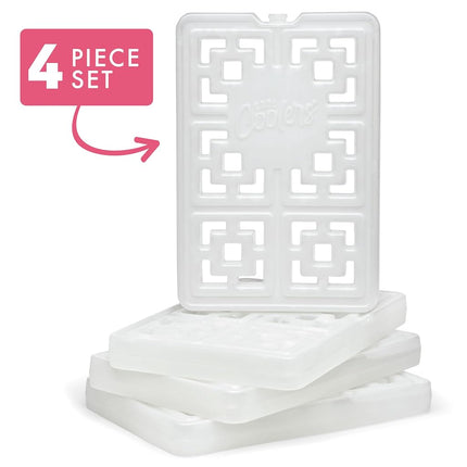 Cool Coolers Fashion Ice by Fit & Fresh, 4 Pack XL Slim Ice Packs, Unique Ice Pack Design for Womens Lunch Bag, Space Saving Reusable Freeze Blocks for Lunch Boxes, Cooler, Pearl White, 4PK