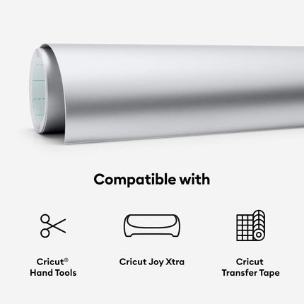 Cricut Joy Xtra Smart Permanent Adhesive Vinyl | 24.1 cm × 0.9 m | Metallic Silver | Self-Adhesive Vinyl Sheet | Ideal for Customising Mugs, Bottles, Labels, Signs & DIY Crafts