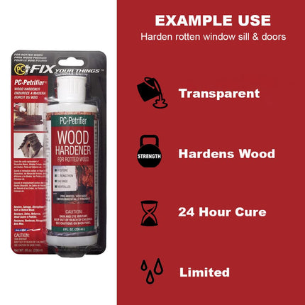 PC Products PC-Petrifier Water Based Wood Hardener, 16-Fluid Ounce Bottle, Milky White