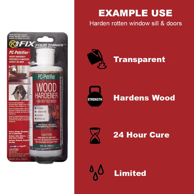 PC Products PC-Petrifier Water Based Wood Hardener, 16-Fluid Ounce Bottle, Milky White