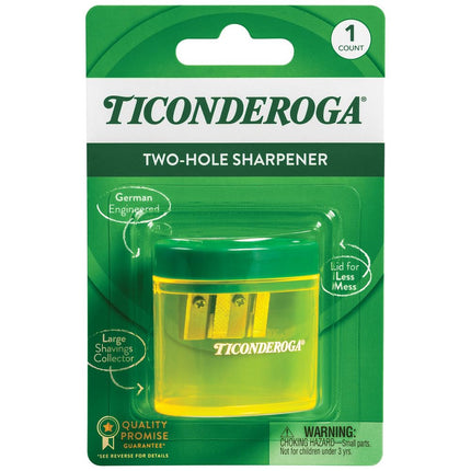 Ticonderoga Two-Hole Pencil Sharpener, Yellow and 