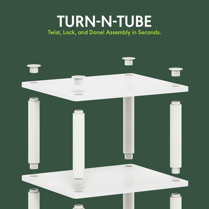 Furinno JUST Night Stand, 3-Tier Turn-N-Tube Nightstand, Toolless Bedside Table, End Table, Side Table with Open Storage for Bedroom, Living Room, White