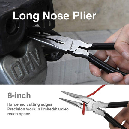 Amazon Basics Pliers Tool Set, Includes Cutting Pliers, 4 Count, Black and Silver
