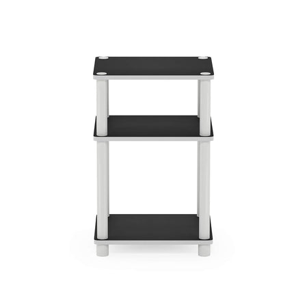 Furinno JUST Side Table, 3-Tier End Table, Open Shelves Night Stand, Bedside Table, Toolless Assembly, for Living Room, Bedroom, White(Espresso)