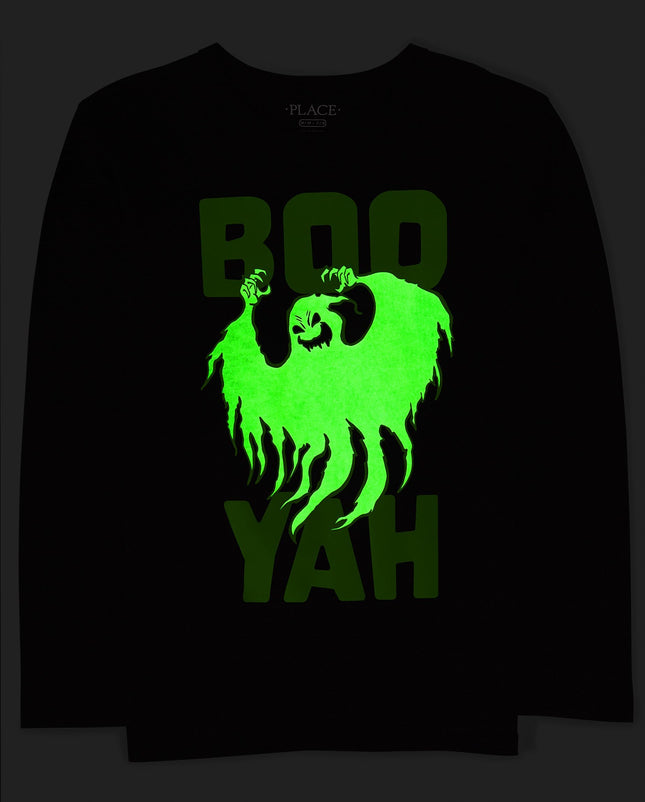 The Children's Place Boys Thankful Graphic Long Sleeve T Shirt, Halloween Boo Yah Glow, X-Large