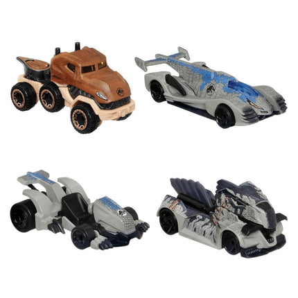Hot Wheels Jurassic World Character Cars – Lot de 4 véhicules moulés sous pression de la série GRM80-956A